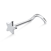 Little Star Shaped Silver Curved Nose Stud NSKB-1212